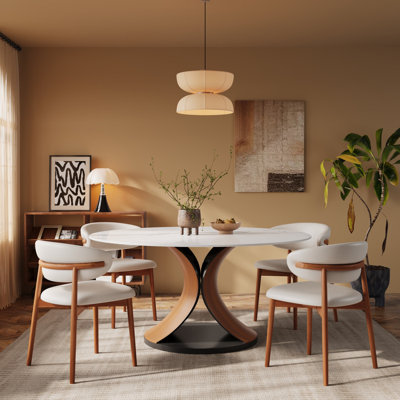4 - Person Dining Table Set with Upholstered Dining Chairs