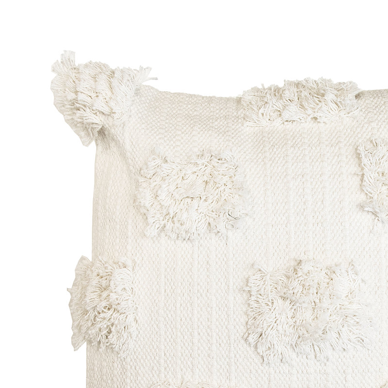 100% Cotton Throw Square Pillow Cover & Insert, Off White