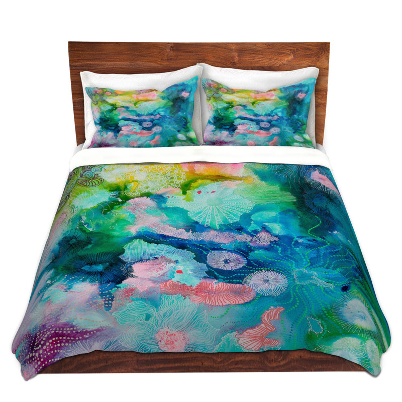 Ensemble de housse de couette en microfibre DiaNoche par Sonia Begley - Underwater Coral Rainbow
