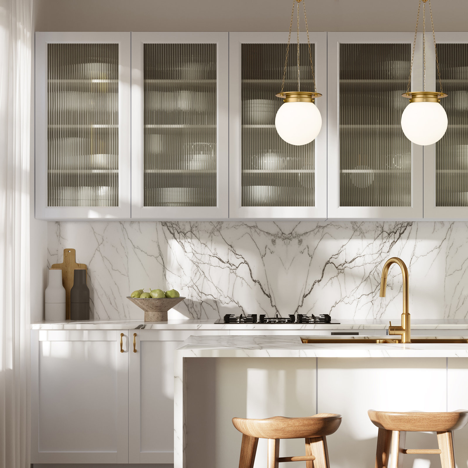Zella Single Light Glass Dimmable Pendant, Heritage Brass, White, 82.75" H x 9" W x 9" D