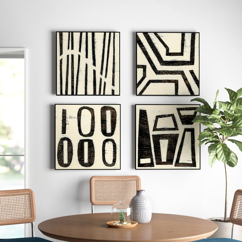 « hieroglyphs », ensemble de 4 impressions sur toiles, H 40 po x l 40 po x P 1,5 po