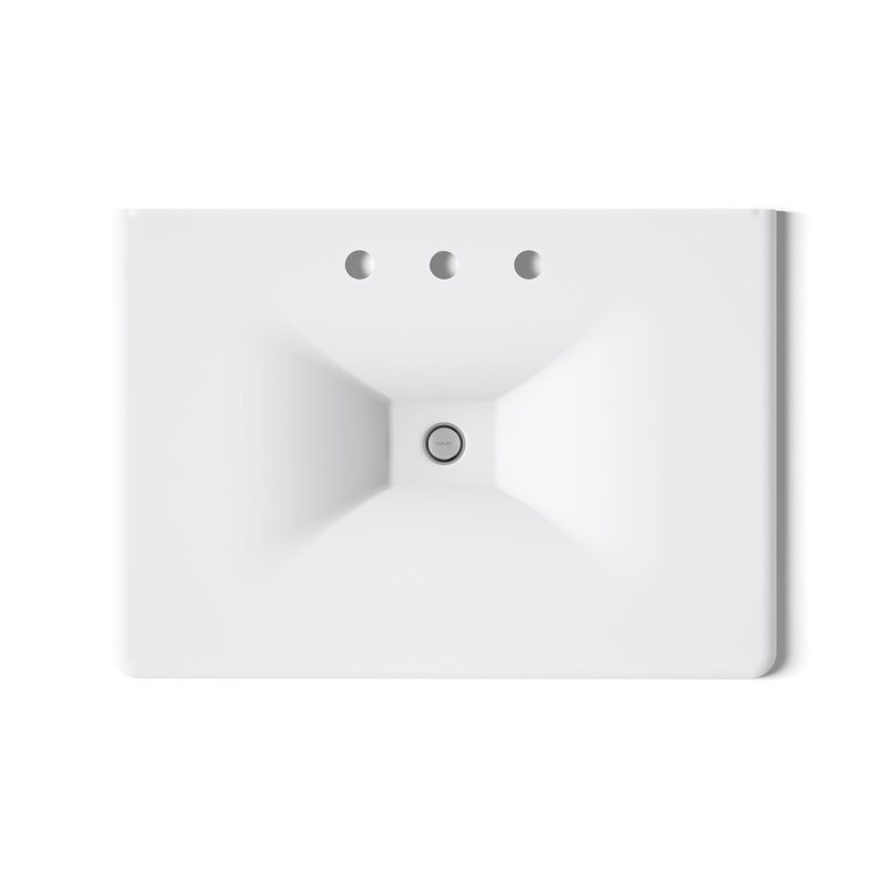 Iron Impressions 32" Single Bathroom Vanity Top, White, 8" Centers