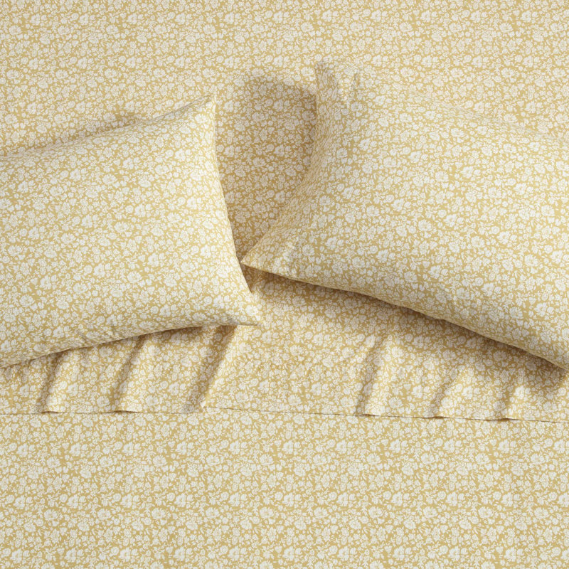 Ensemble de draps en percale de coton Percale Novelty Laura Ashley, Ensemble de draps pour grand lit avec deux taies d