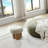 W8017-1 Mushroom Stool, Grieg Plush Cushion, Wooden Barrel PVC Pipe, Walnut Finish-1007307564-1007307561