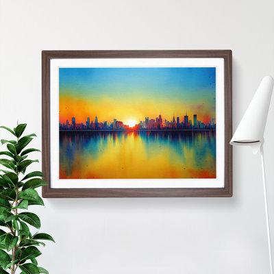 City Skyline Watercolour Abstract - Framed Print