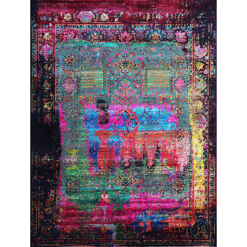 Tapis rectangulaire noué à la main, Rectangle 12 pi x 15 pi
