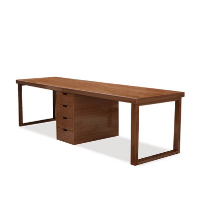 Nut-brown Rectangular Solid Wood with 4 drawers desk