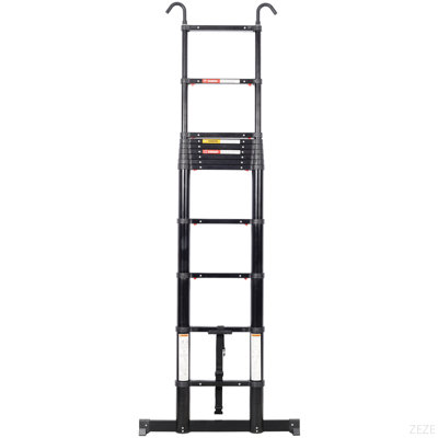 Échelle télescopique en aluminium 12,5 pi avec pieds antidérapants et crochet stable, fonction de sécurité lente avec échelle d'extension portative stabilisatrice pour le travail domestique et extérieur, capacité de 330 lb
