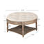 Grande table basse ronde avec repose-pieds imperméable surdimensionné à 2 niveaux avec capitonnage à boutons et tablette en bois-1396925321