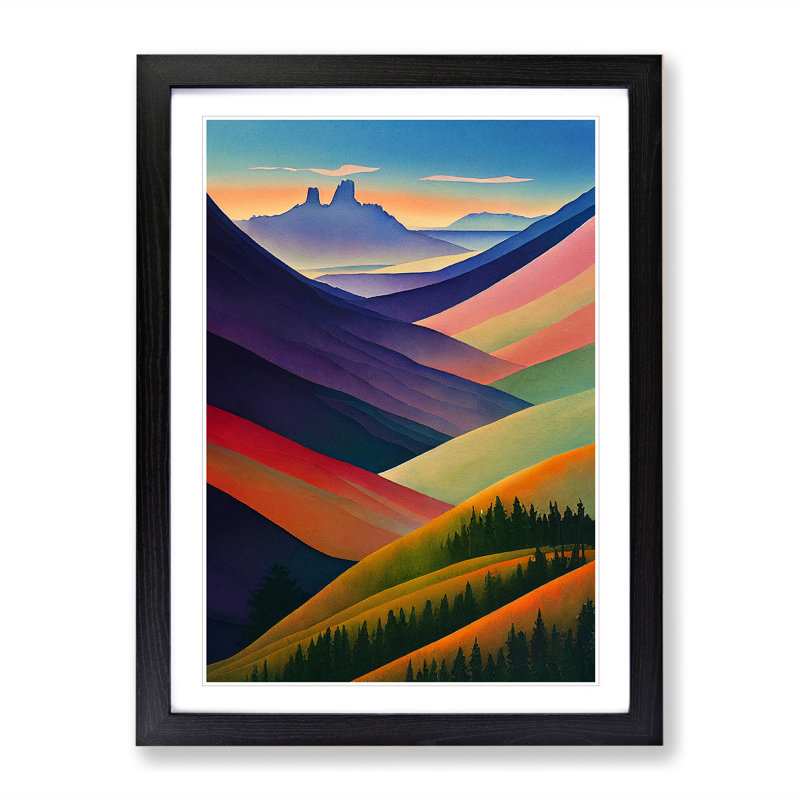 Mountain Landscape No.6 - Single Picture Frame Print, Black, 64cm H x 46cm W x 2cm D