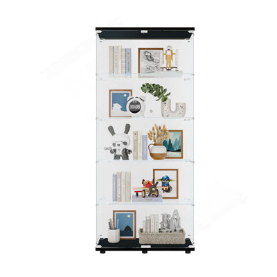 Vitrine vitrée à deux portes avec 5 tablettes, noir