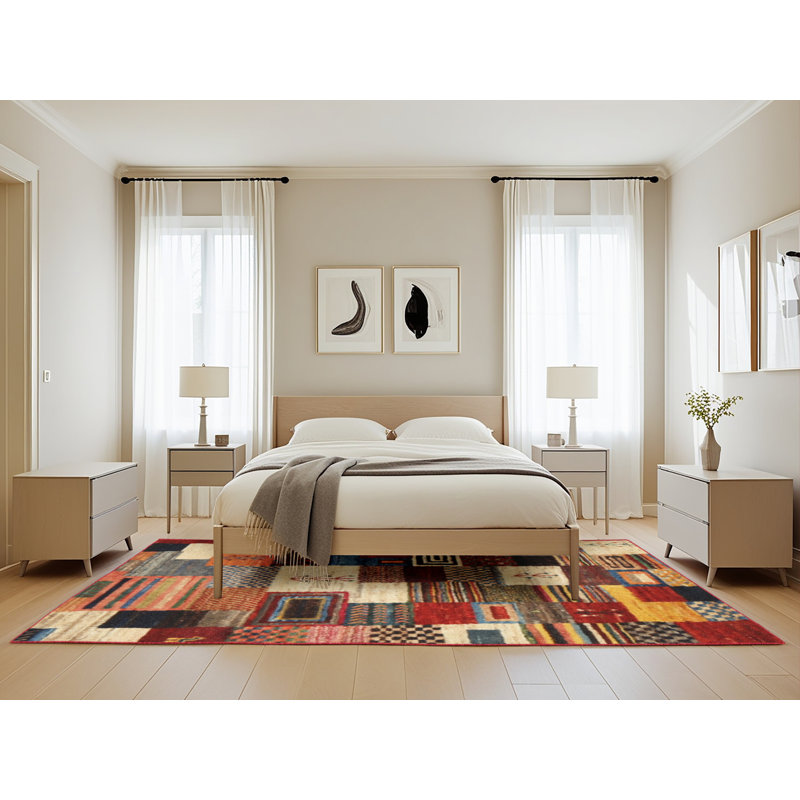Tapis brun/vert/gris zone contemporaine, Rectangle 5 pi x 8 pi
