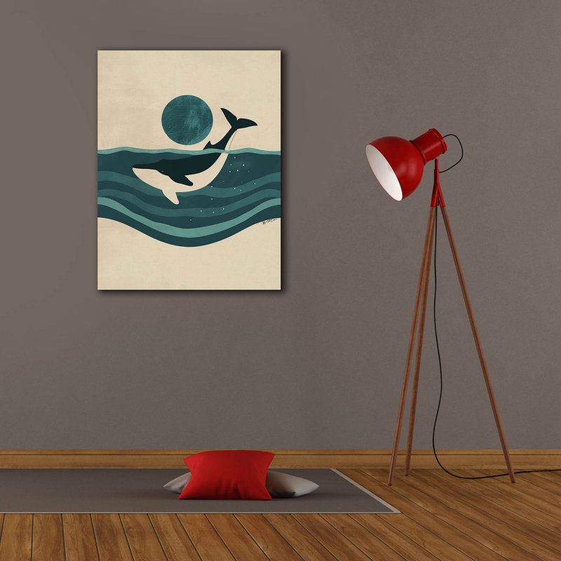 Toile épique «White and Green Minimalist Whale Design» par Momart, 18 po x 26 po, H 34 po x l 26 po x P 1,5 po