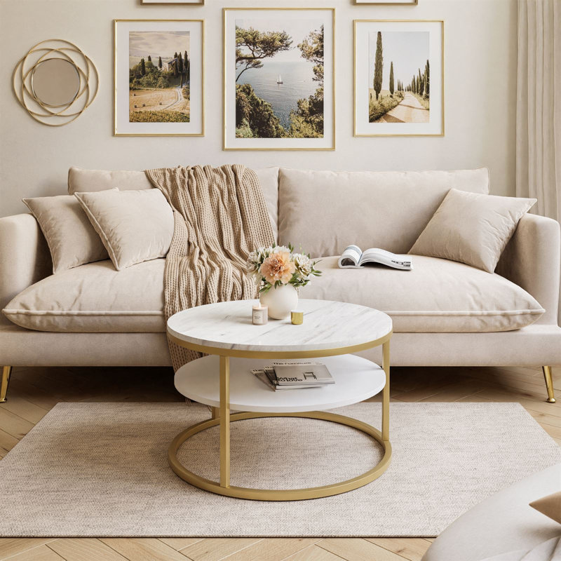 McLellen Frame Coffee Table with Storage, Matt Gold