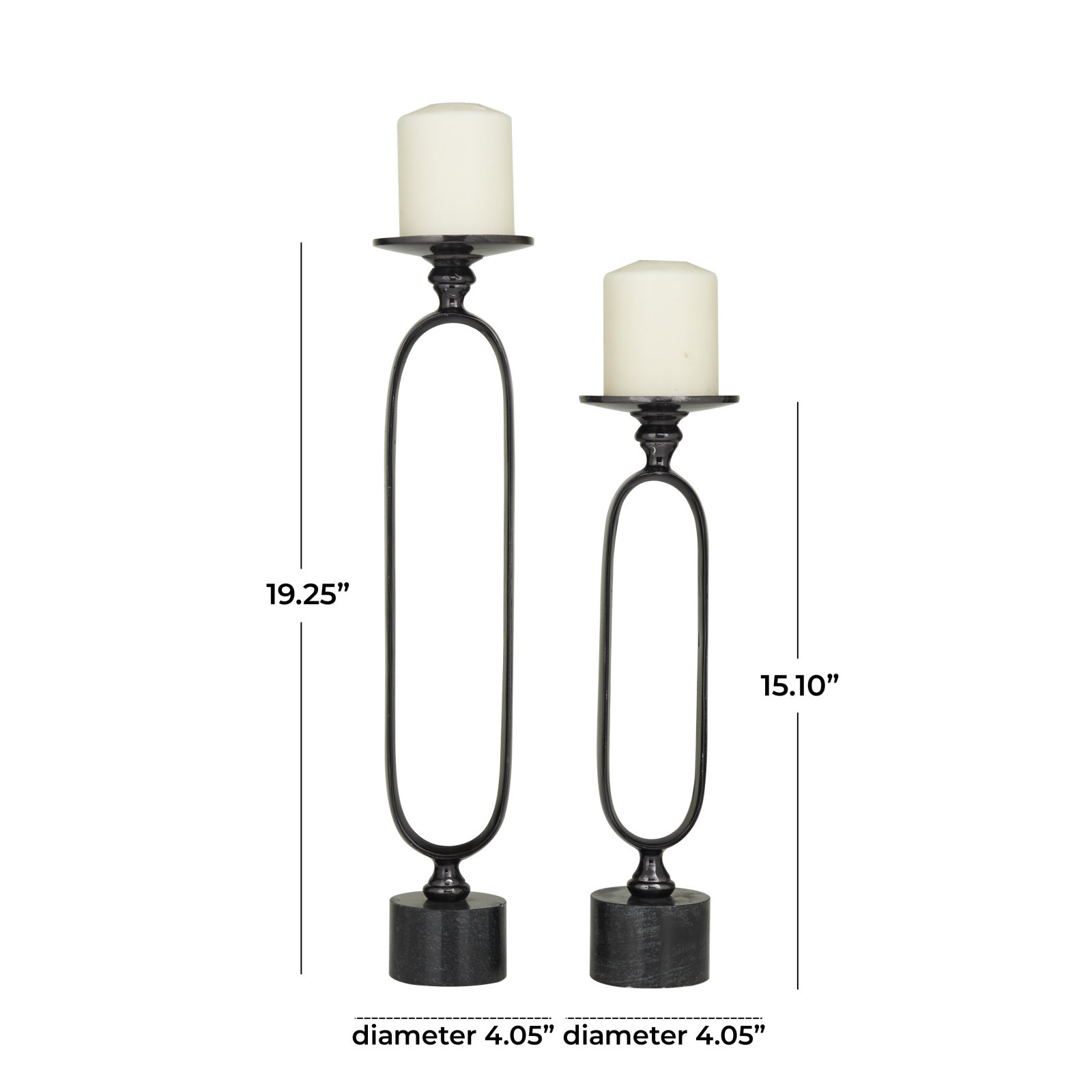 2 Piece Tabletop Candlestick Set, Black