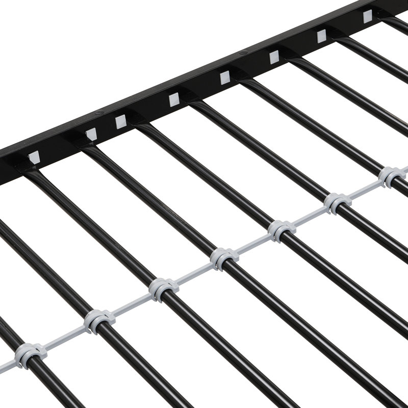 Lit superposé simple au-dessus d'un lit double en métal avec lit gigogne, solide et stable, brun noir, sans sommier, grand espace de rangement, assemblage simple requis, structure fiable et silencieuse