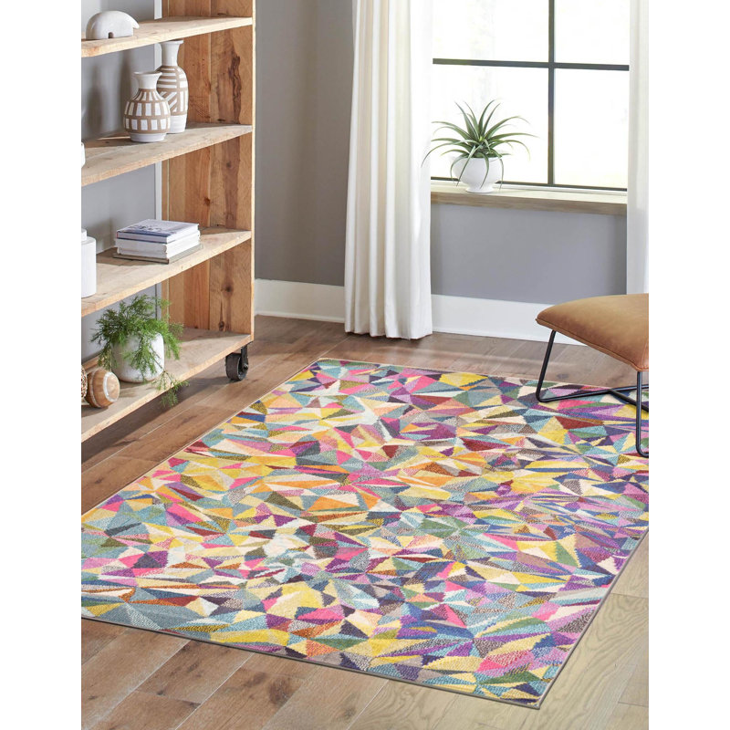 Jesusa Washable Geometric Indoor Rug, Rectangle 8' x 11'
