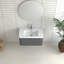 Meuble-lavabo flottant gris 30 po avec lavabo en céramique blanche, conception compacte et moderne