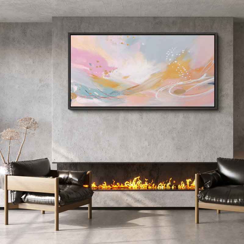 Doux pastel abstrait paysage coulant rêve moderne décoration murale pour le salon chambre à coucher encadrée toile chambre principale, reproduction d'art