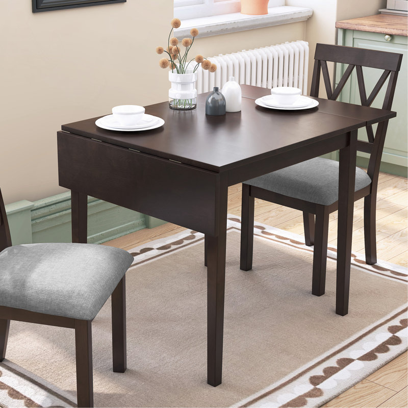 29"- 45" Extendable Dining Table for 4, Folding Kitchen Table with Rubberwood Legs, Espresso
