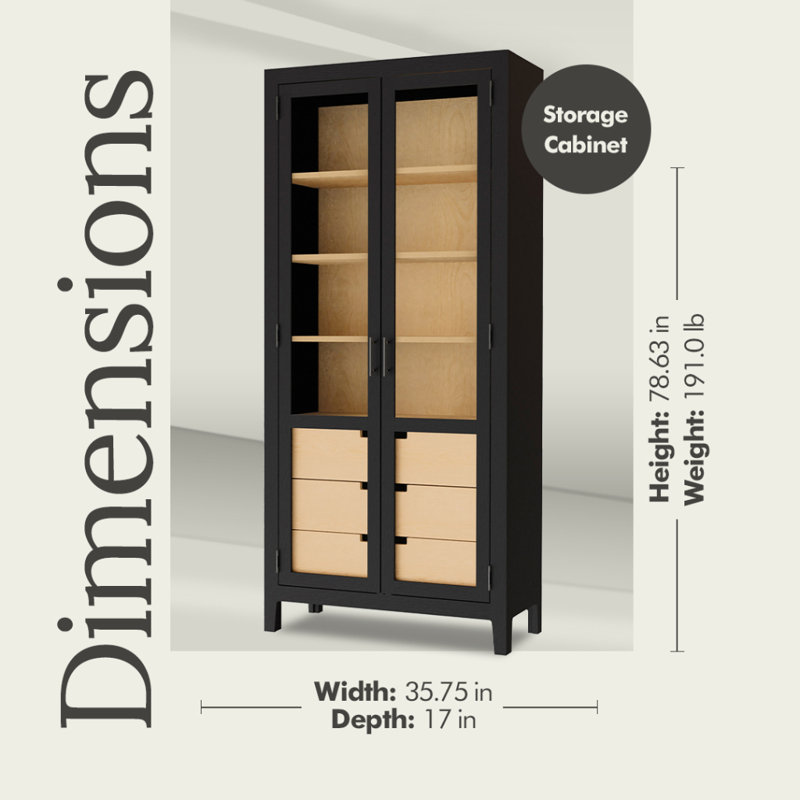 Willa II Storage Cabinet, Aged Black/Brown