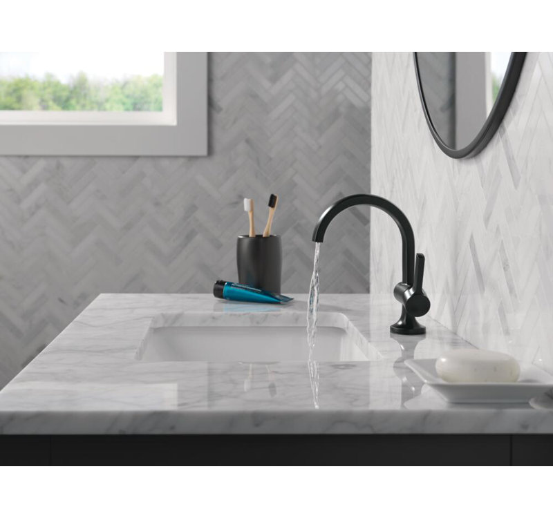 Albion Matte Black Single Handle Bathroom Faucet with Drain Assembly