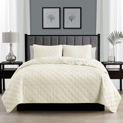 Wayfair Basics® 1800 Series Microfiber Reversible Diamond Quilt Set