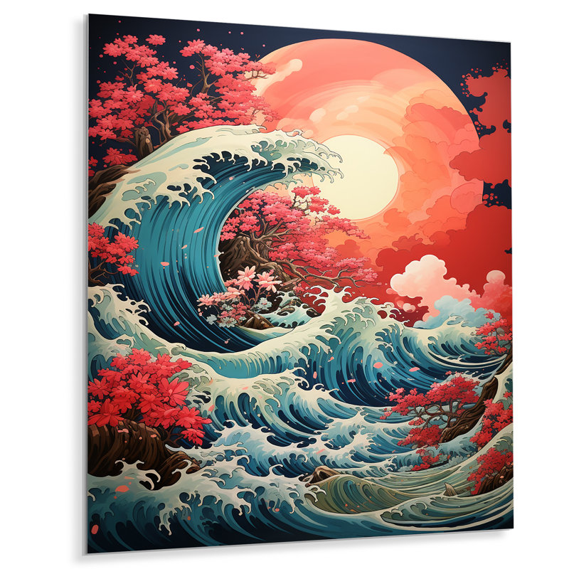 Dramatic Ocean Waves IV - décoration murale bord de mer en métal, H 20 po x l 12 po x P 1 po