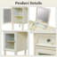 Coiffeuse 46,5 "/ bureau d'ordinateur avec tabouret et miroir rabattable