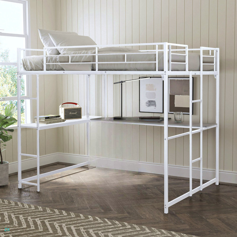Lit mezzanine double de style contemporain avec deux échelles et structure en métal