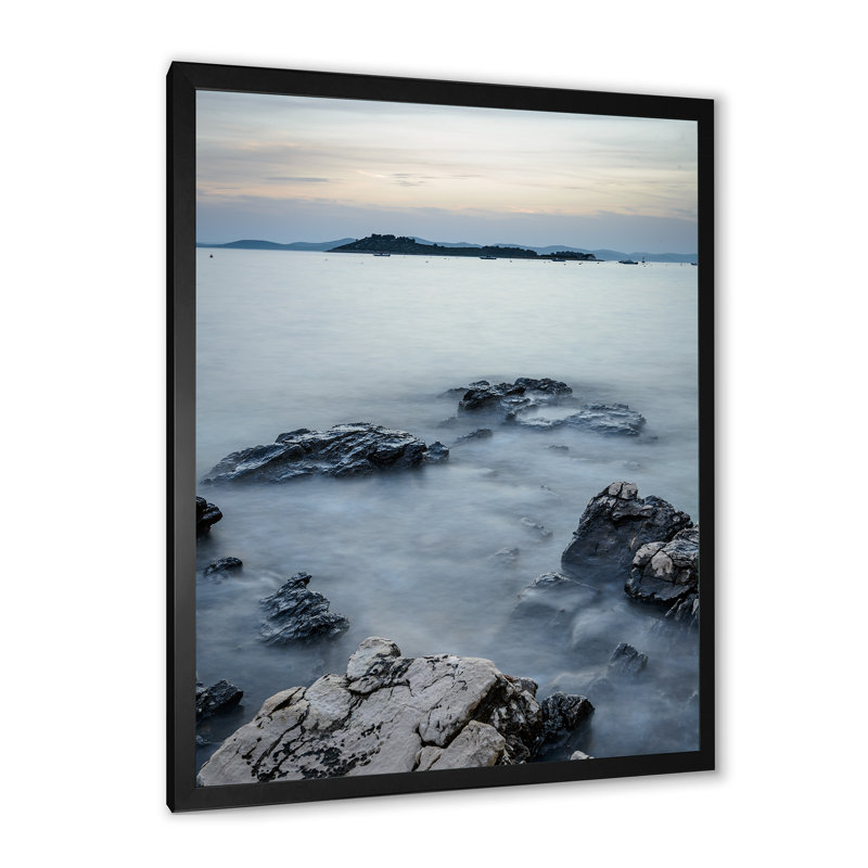 «Cloudy Sky over Horizon Sea», reproduction d'art sur toile, Cadre photo noir, H 20 po x l 12 po x P 1 po