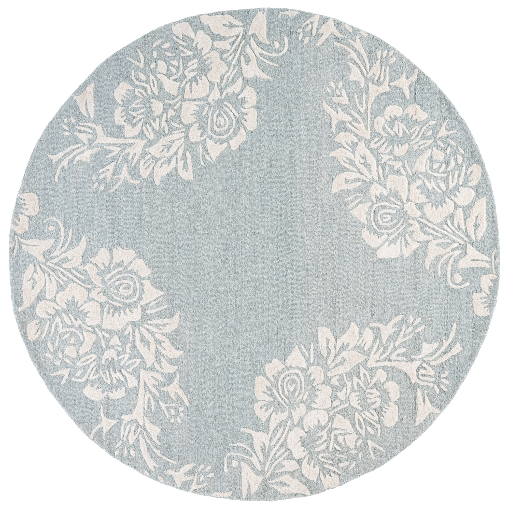 Glamour 152 Hand Tufted 70% Wool; 20% Cotton; 10% Viscose Floral Rug, Round 6'