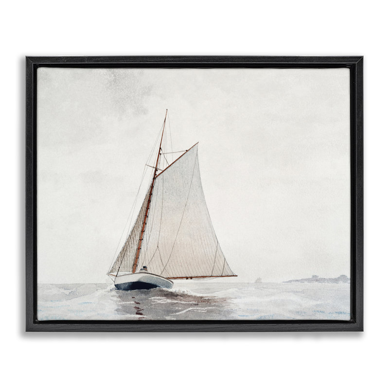 Art mural sur toile flottant Timeless Sea, Cadre flottant noir de jais, H 17 po x l 21 po