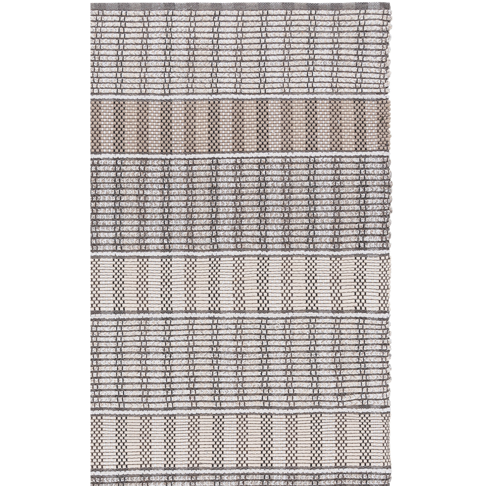 Braided 764 Hand Woven Cotton Pile Geometric Rug, Rectangle 9' x 12'