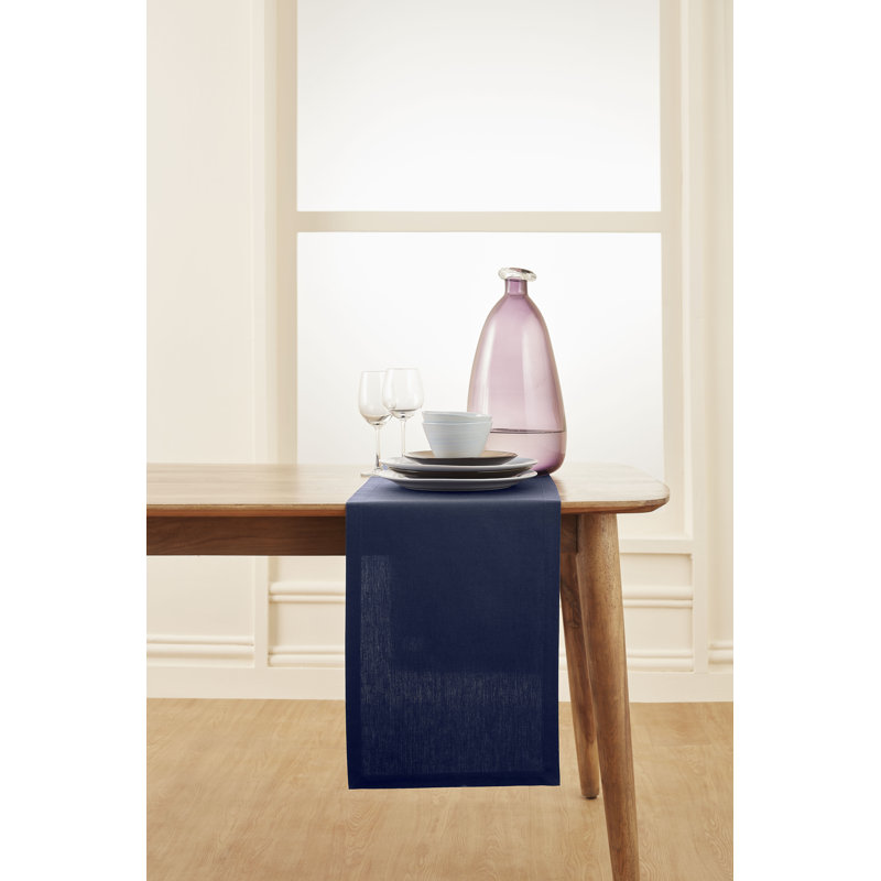 Dru - Cotton Linen Table Runner, 108" x 14", Navy