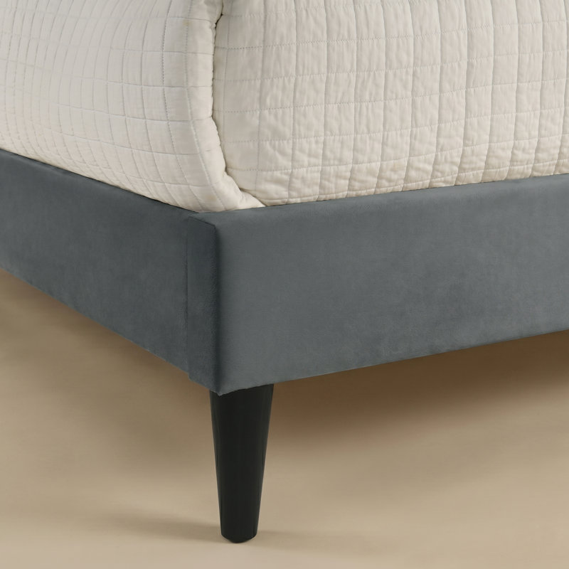 Grand lit tapissier contemporain avec tête de lit courbée Jolande, Grand lit, Gris foncé
