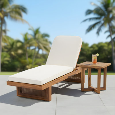 Ensemble de chaises longues 2 pièces en bois d'acacia Ghodke
