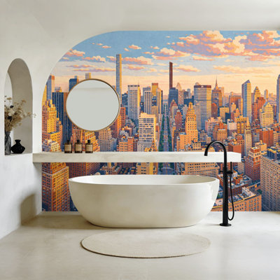 Peel and Stick Wallpaper New York City Wall Murals 100"H x 144"W Removable PVC Wall Paper Self-Adhesive Wall Decor for Bedroom Living Room Home Office