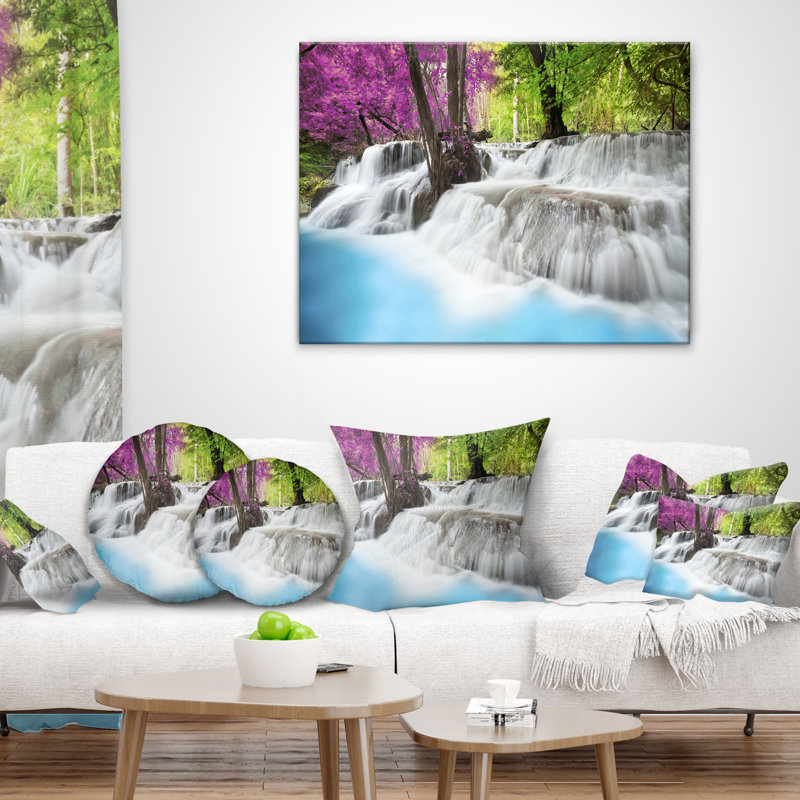 Coussin Erawan Waterfall - Landscape, 12 po x 20 po, Rectangulaire