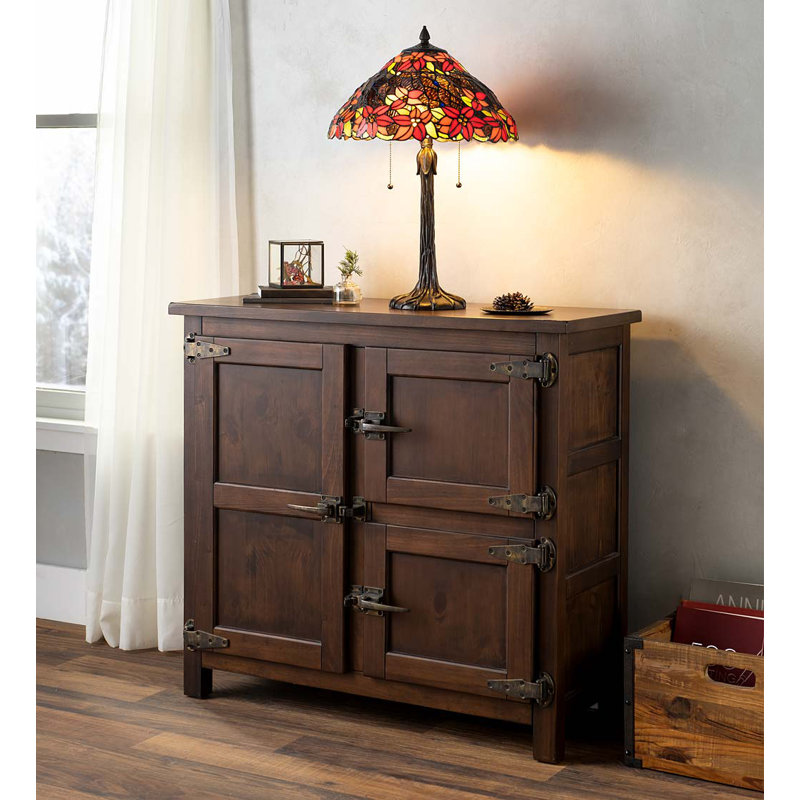 Portland Vintage Ice Box Wood Console Table with Replica Hardware - Walnut Finish