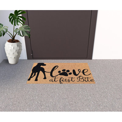 Tapis d'extérieur 18 po x 30 po beige et noir Coir Dog