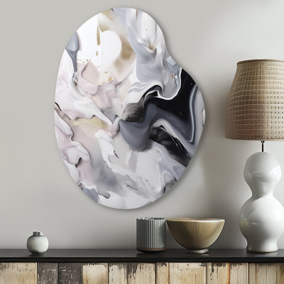 Clesson - Marble Asymmetrical Metal Wall Art, Modern Freeform Metal Art Print