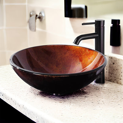 MONSFEST 16.5'' Tempered Glass Circular Bathroom Sink