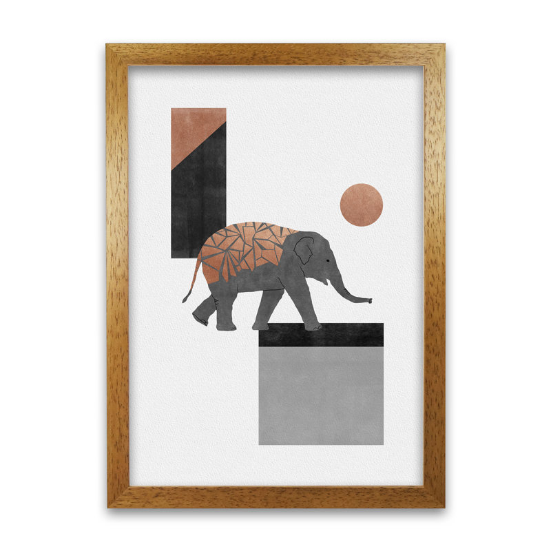 Orara Elephant Mosaic I - Print, Brown Framed, 29cm H x 21cm W x 1cm D
