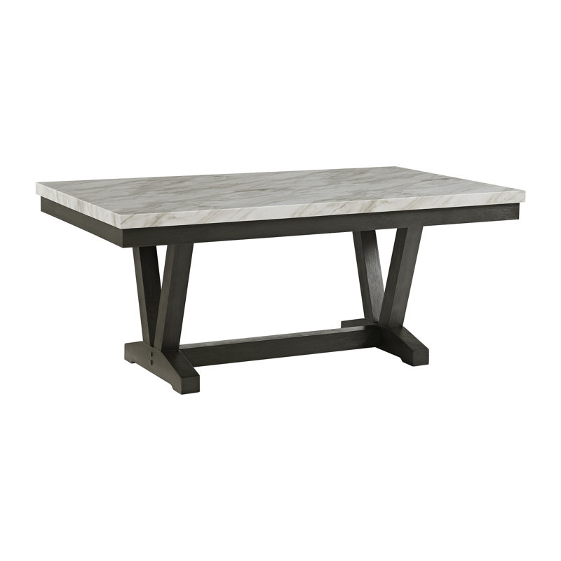 Ceyhan Faux Marble Top Dining Table, Gray, White, 30.5"H x 42"L x 72"W