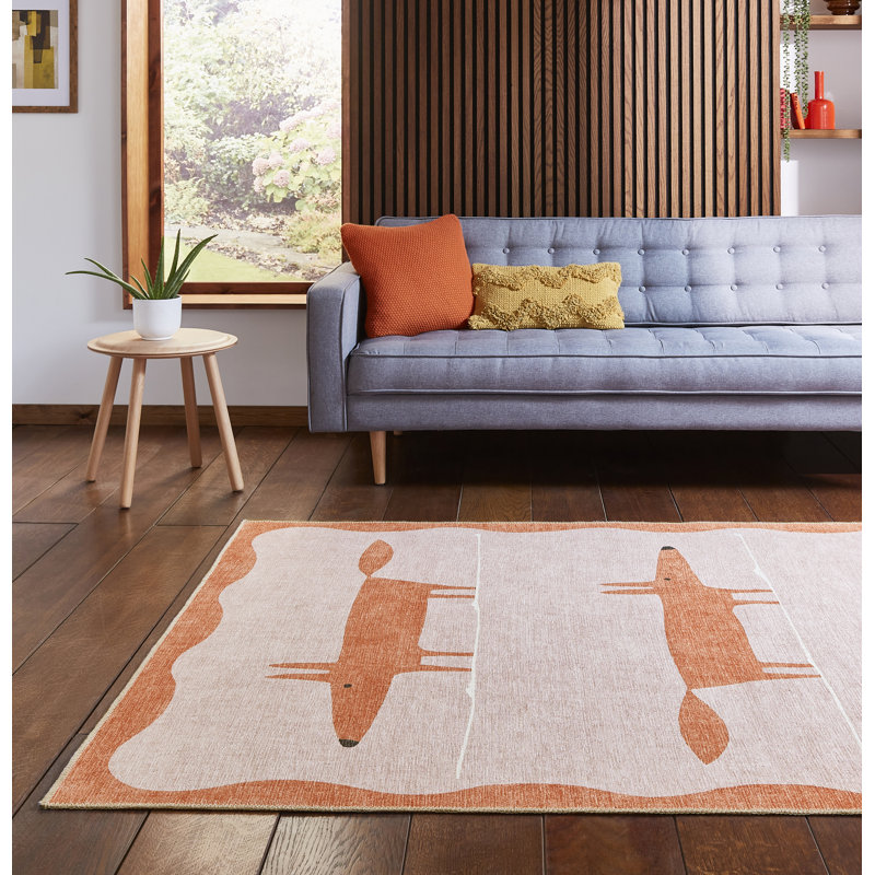 Scion Animal Print Digitally Printed 76cm X 150cm Area Rug, Rectangle 76 x 150 cm, Pink