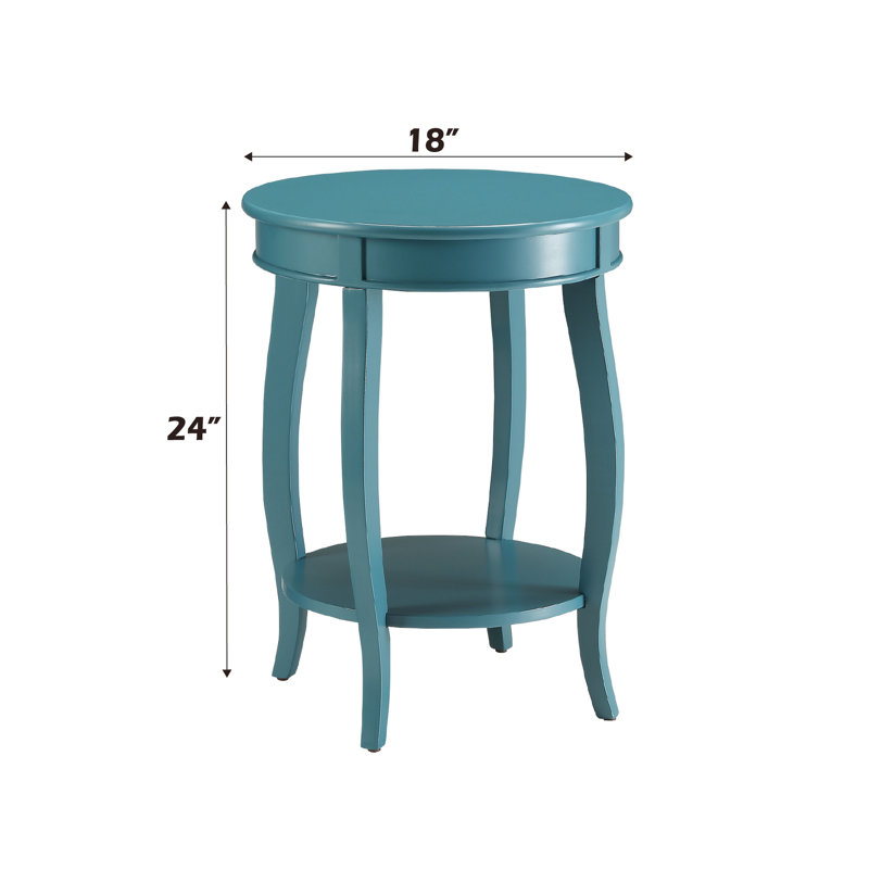 Table d'appoint avec finition sarcelle - Tablier rond en bois composite et pieds, Sarcelle