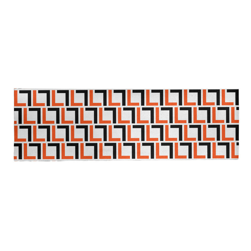 Tapis de couloir géométrique blanc / noir / orange