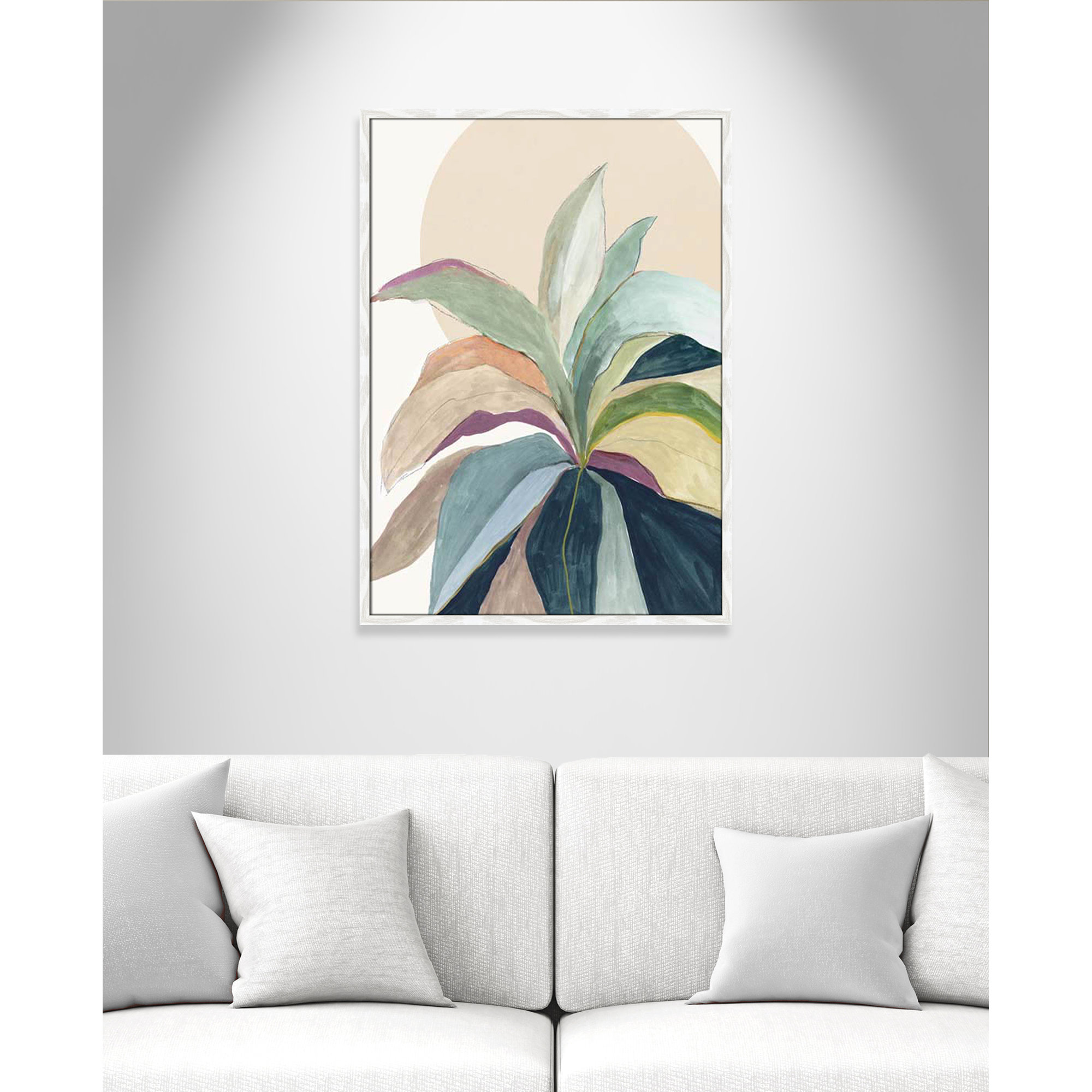 Sunny Bright Leaves II by Asia Jensen, White Slim Unmatted Picture Framed, 35.5" H x 25.5" W x 0.75" D