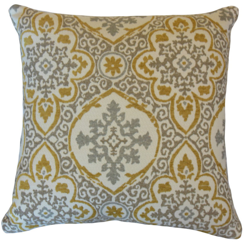 Coussin décoratif Razan, Hauteur (24 po) x largeur (24 po), Gris / Vert